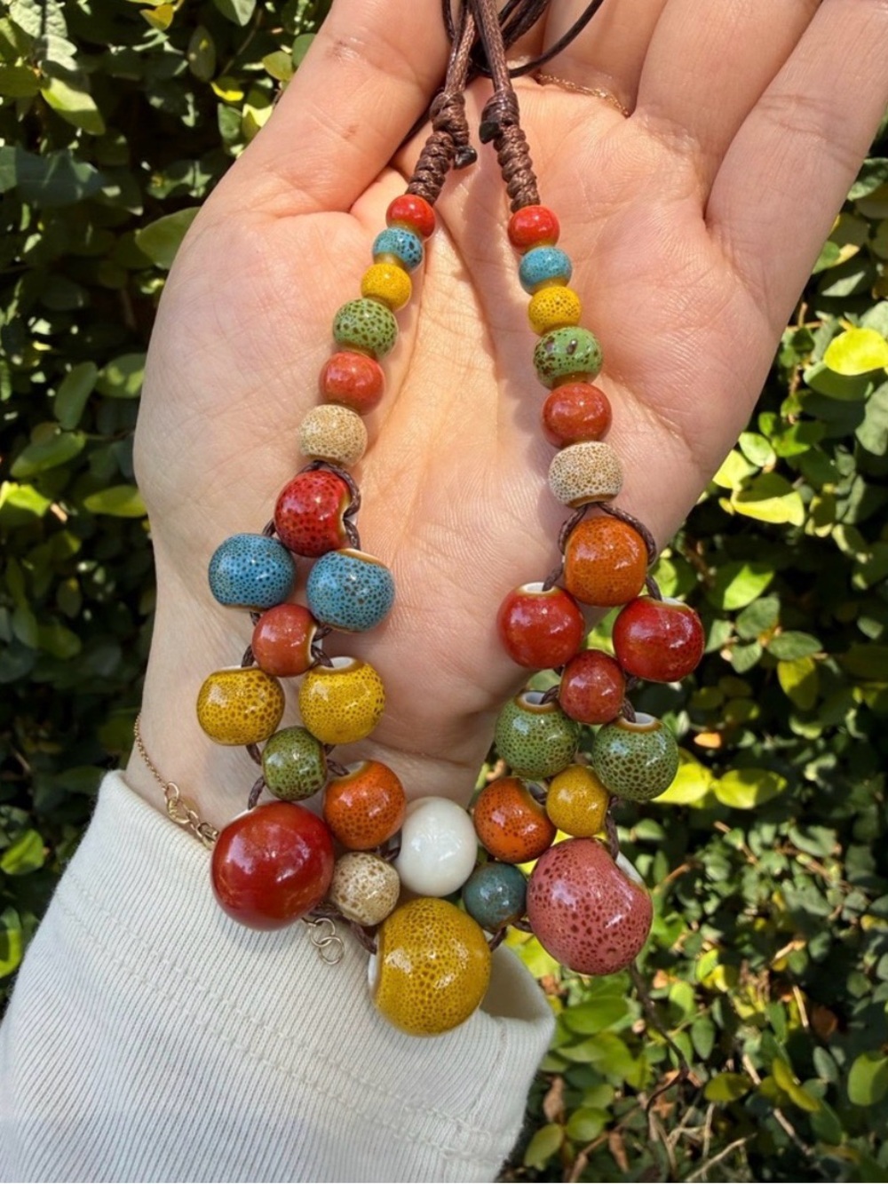 Multicolor Ceramic Bead Statement Necklace - Picture 5 of 5